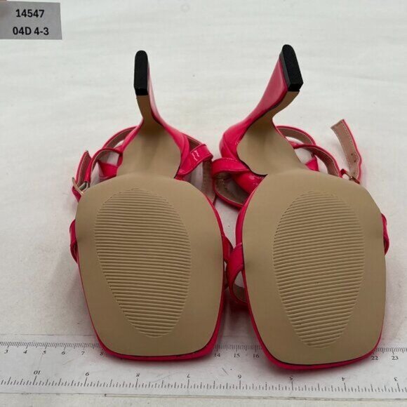 FOWT Pink Women Sexy Open Square Toe Sandals Ankle Strap Spool High Heels Party - Picture 7 of 8